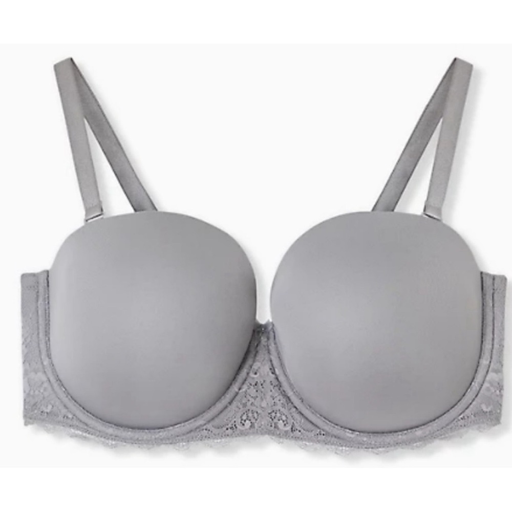 Torrid Underwire Strapless Gray Lace Women's Bra NWT 40DDD